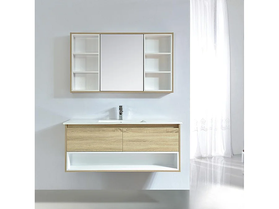 Armario espejo de 120 cm FRAME color roble