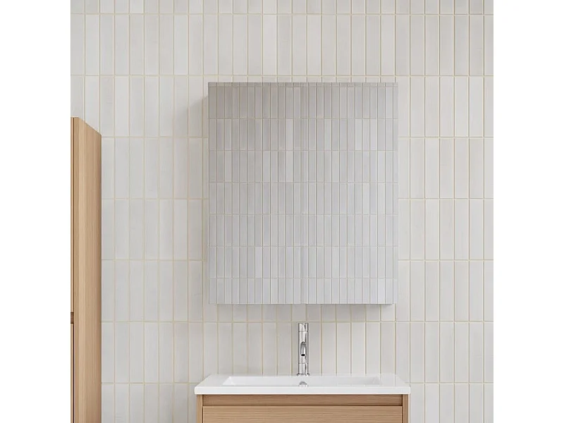 Armoire de toilette bloc-miroir FORTINA largeur 60 cm chêne clair