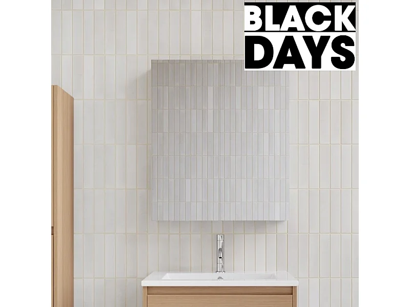 Armoire de toilette bloc-miroir FORTINA largeur 60 cm chêne clair