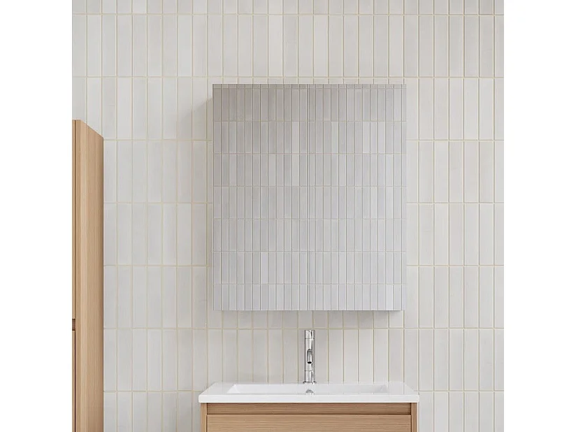 Armoire de toilette bloc-miroir FORTINA largeur 60 cm chêne clair