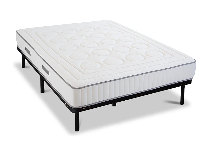 OLYMPE LITERIE | Ensemble CRISTAL 180x200 cm | Matelas Mémoire de forme + Sommier Métal