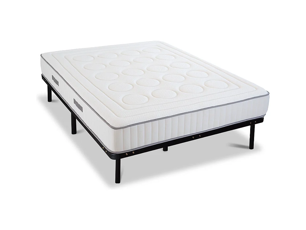 OLYMPE LITERIE | Ensemble CRISTAL 140x200 cm | Matelas Mémoire de forme + Sommier Métal
