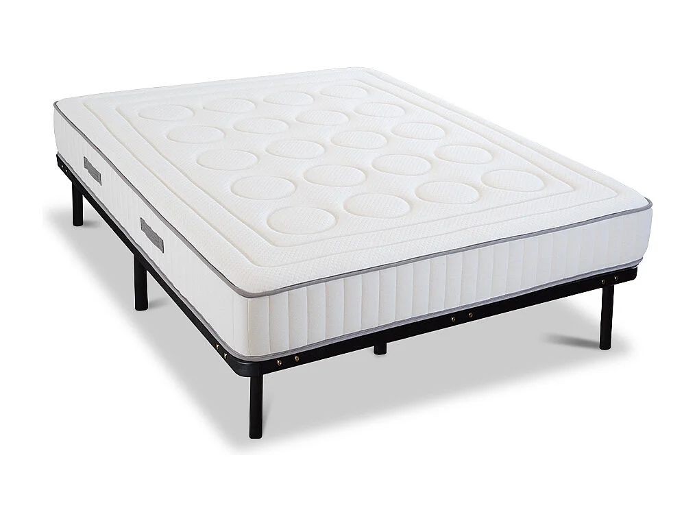 OLYMPE LITERIE | Ensemble CRISTAL 140x200 cm | Matelas Mémoire de forme + Sommier Métal