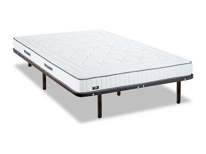 OLYMPE LITERIE | Ensemble CRISTAL 140x200 cm | Matelas Mémoire de forme + Sommier Métal
