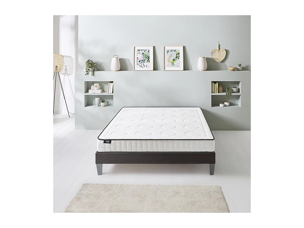OLYMPE LITERIE | Ensemble CRISTAL 140x200 cm | Matelas Mémoire de forme + Sommier Bois