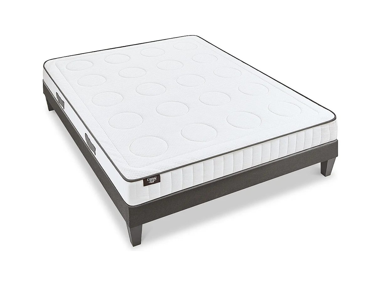 OLYMPE LITERIE | Ensemble CRISTAL 90x190 cm | Matelas Mémoire de forme + Sommier Bois