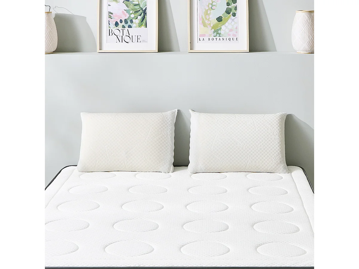 OLYMPE LITERIE | Pack Prêt à dormir CRISTAL 140x200 cm | Matelas Mémoire de forme + Sommier Métal + Accessoires