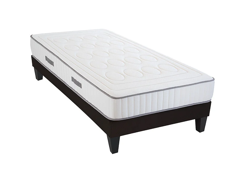 OLYMPE LITERIE | Ensemble CRISTAL 90x200 cm | Matelas Mémoire de forme + Sommier Bois