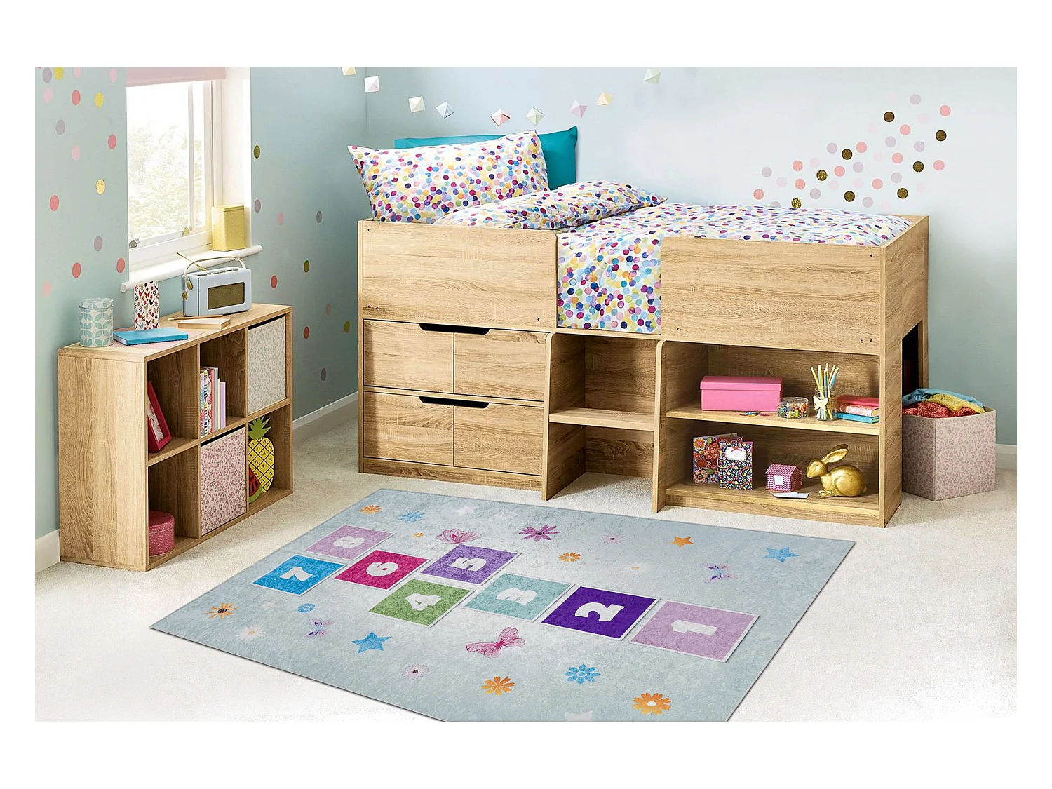 BAMBINO 1075 tapijt wasbaar hinkelen, getallen voor kinderen antislip  160x220 cm