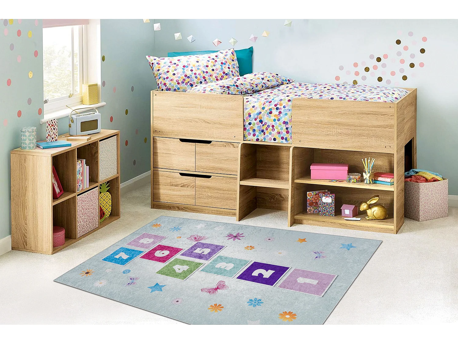 Tapis lavable BAMBINO 1075 marelle, nombres pour les enfants antidéra 120x170 cm