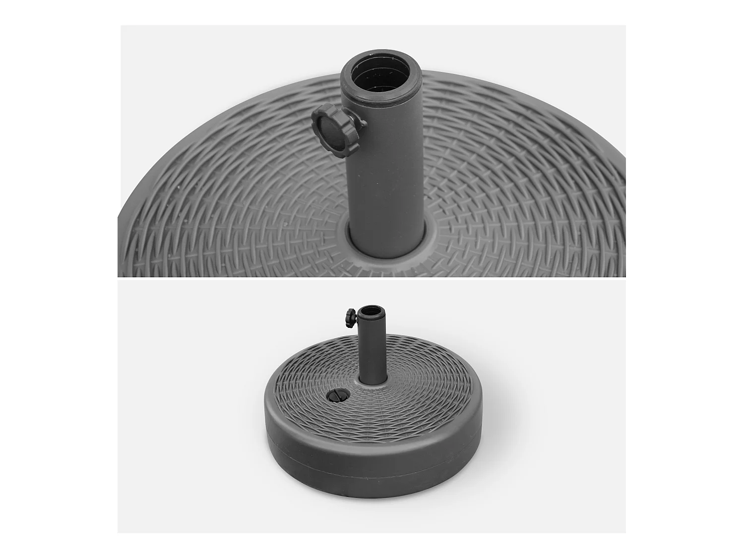 Base riempibile rotonda   per ombrellone con palo centrale, grigio