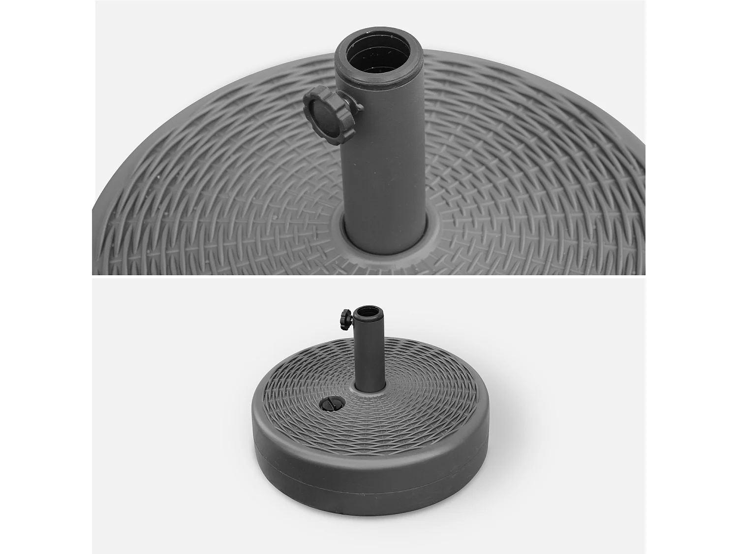 Pied de parasol a lester en plastique - Noir