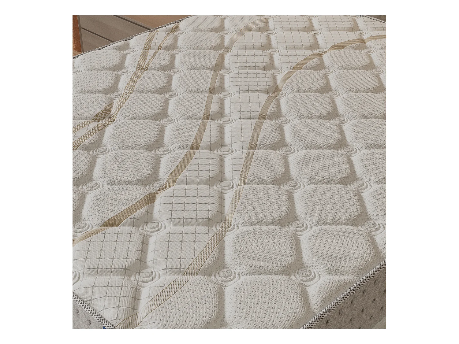 Ensemble Matelas + lit 160x200 cm, Matelas 25cm ressorts ensachés, accueil mousse, lit à tête de lit LED similicuir blanc