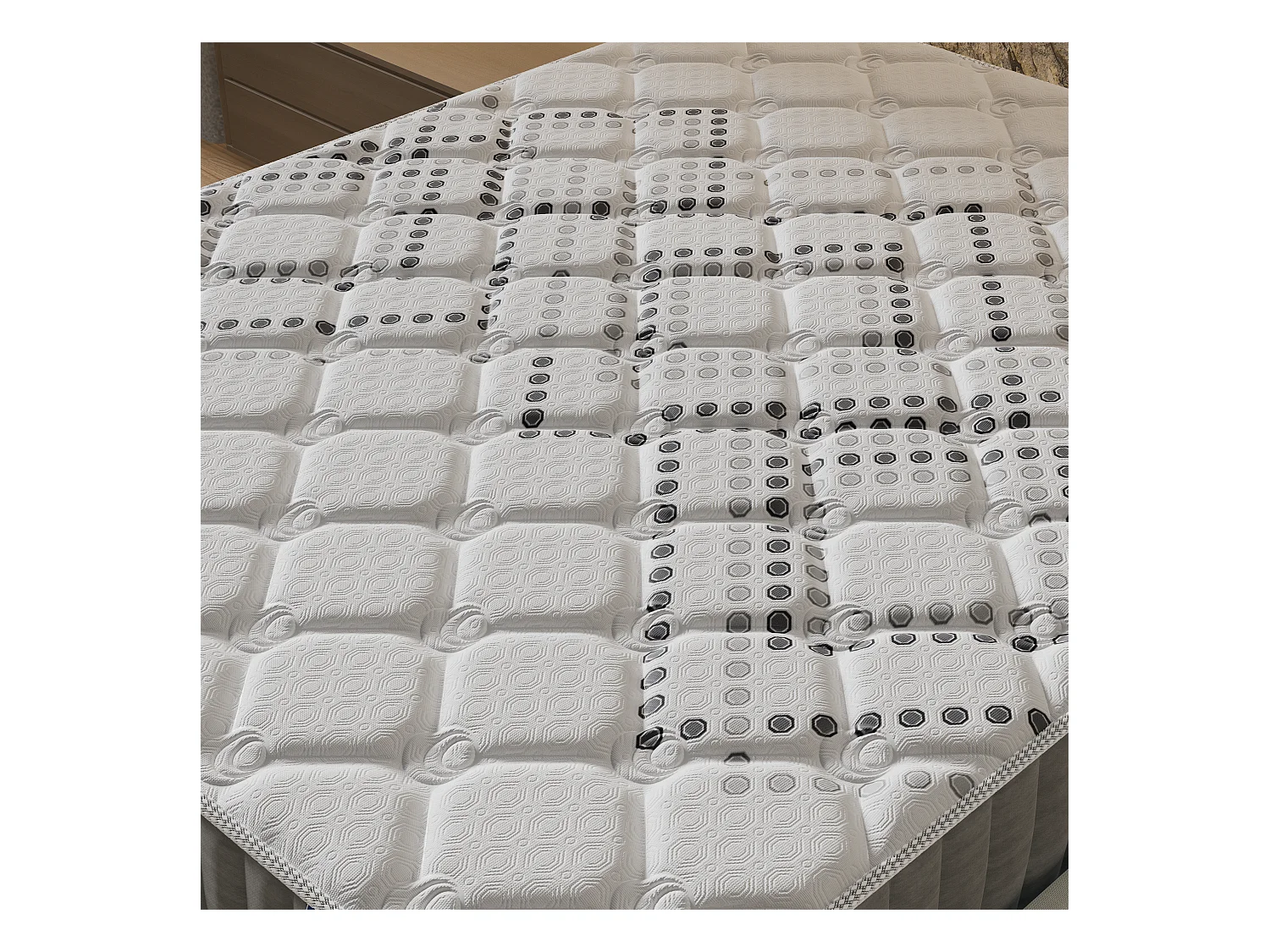 Ensemble Matelas + lit 140x190 cm, Matelas 20cm ressorts ensachés, accueil mousse, lit à tête de lit LED similicuir gris