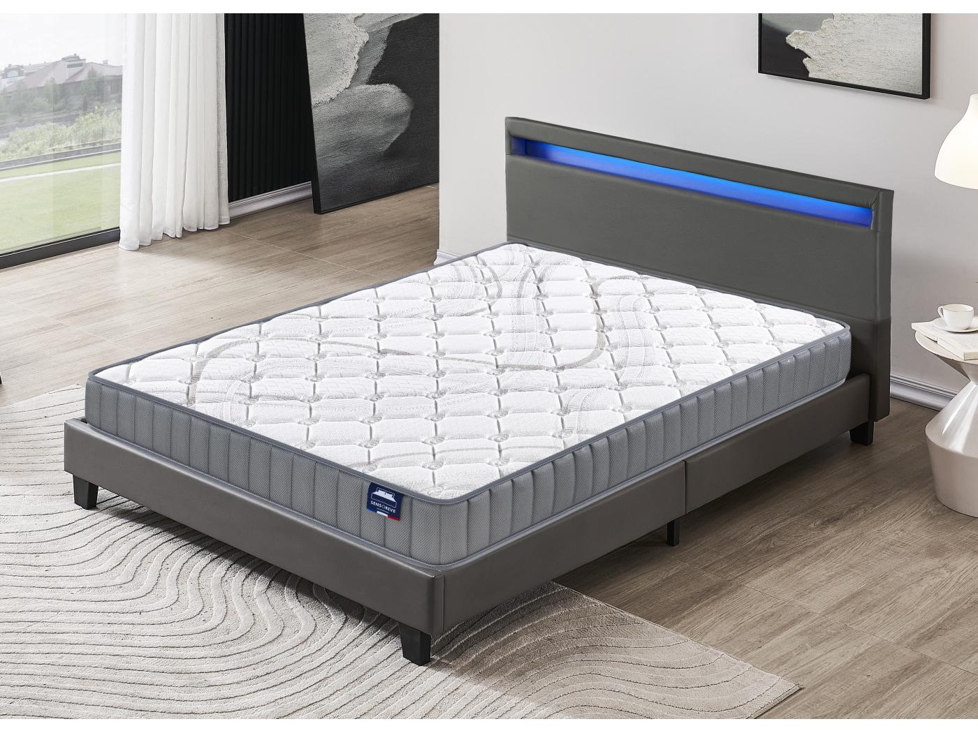 Ensemble Matelas Mousse + Lit Avec Tête De Lit 140x190 Cm, 16cm D ...