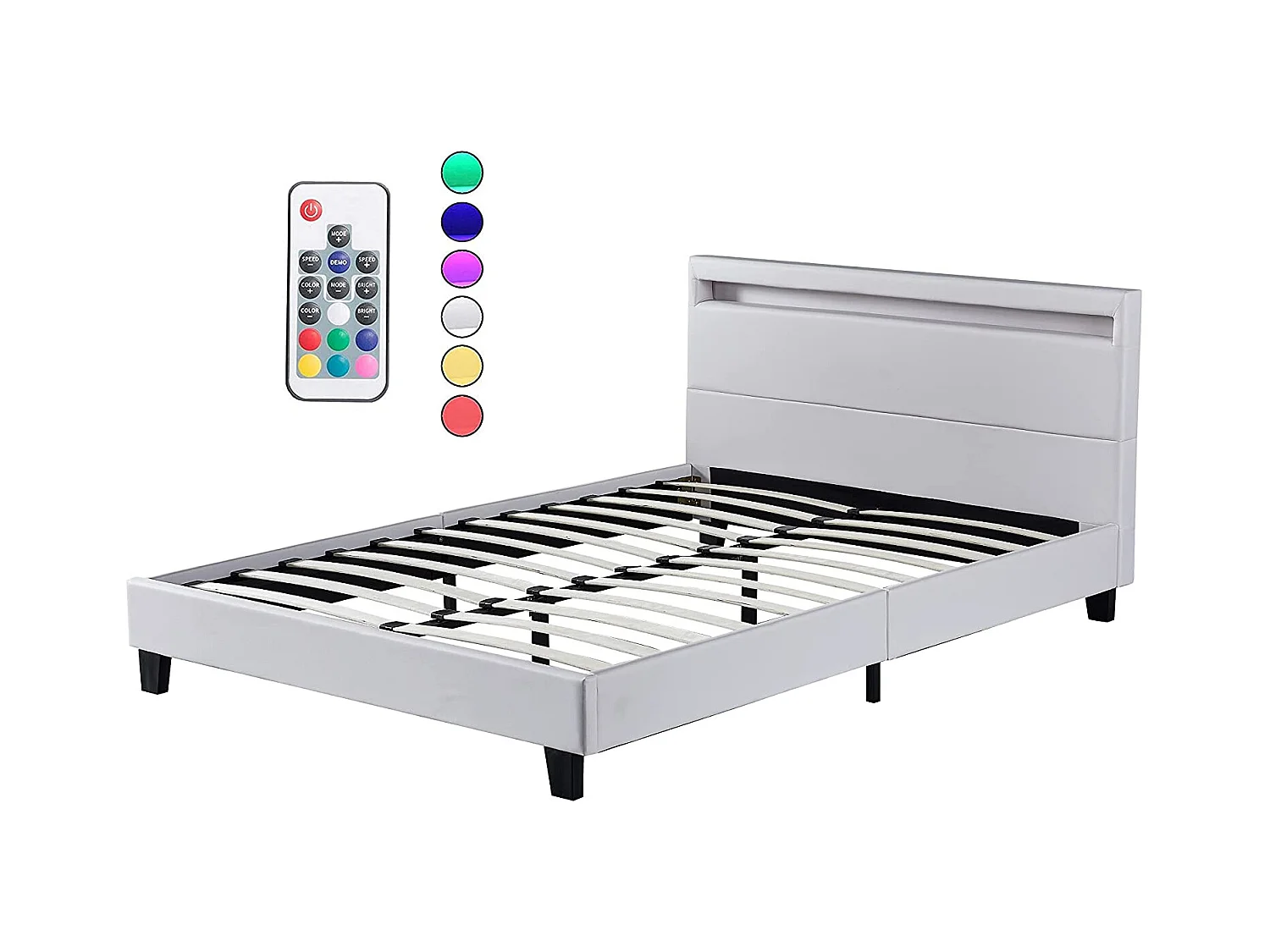 Ensemble Matelas Mousse + Lit Avec Tête De Lit 160x200cm Epaisseur 28cm Souple Accueil Latex Naturel