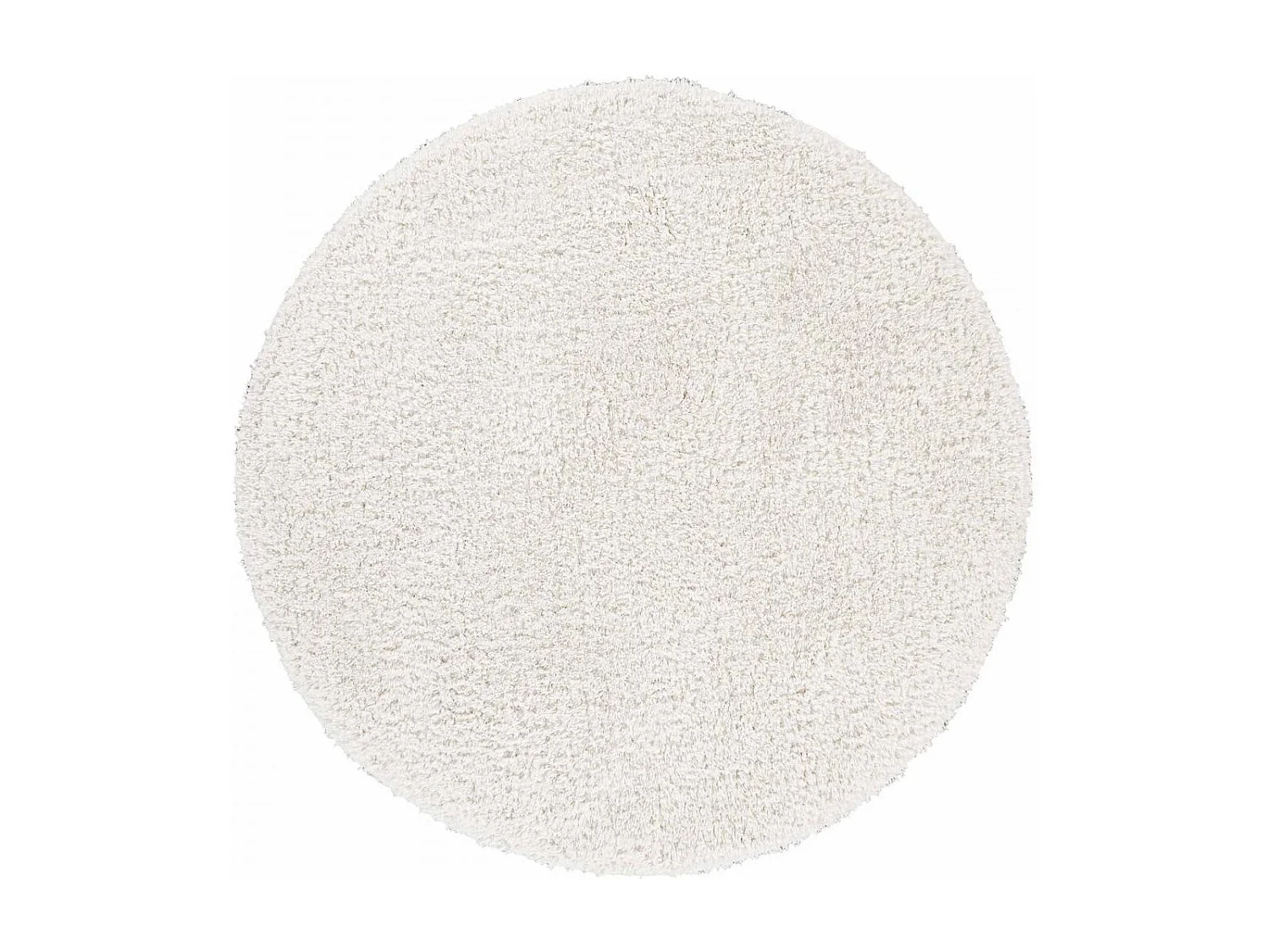 Tapis rond shaggy Ø160cm tissé crème motif uni LYN4 UNILA