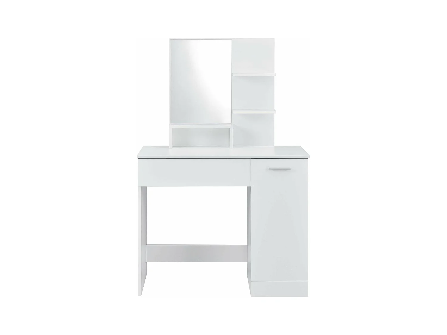 Tocador de diseño con estantes de cajones con espejo cómoda de peluquería 138 cm blanco 03_0005026