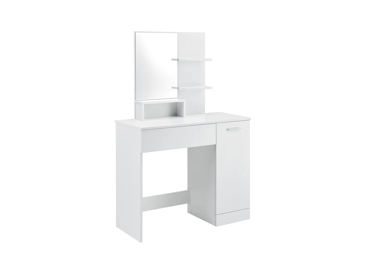 Tocador de diseño con estantes de cajones con espejo cómoda de peluquería 138 cm blanco 03_0005026