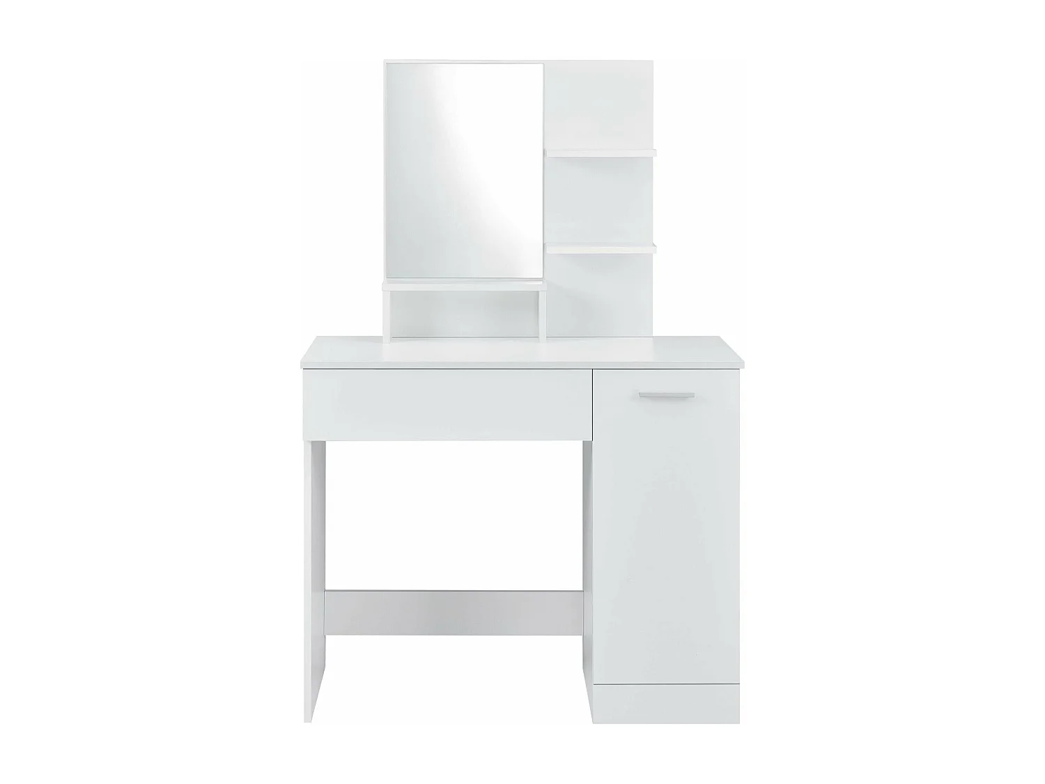 Tocador de diseño con estantes de cajones con espejo cómoda de peluquería 138 cm blanco 03_0005026