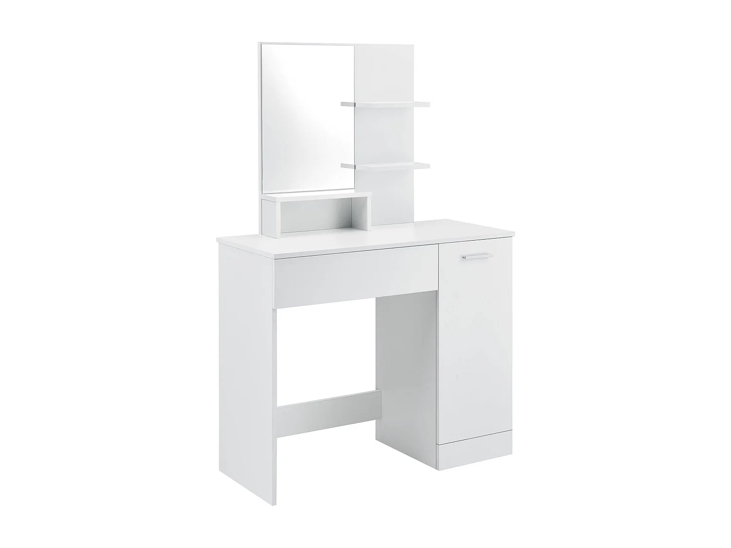 Tocador de diseño con estantes de cajones con espejo cómoda de peluquería 138 cm blanco 03_0005026