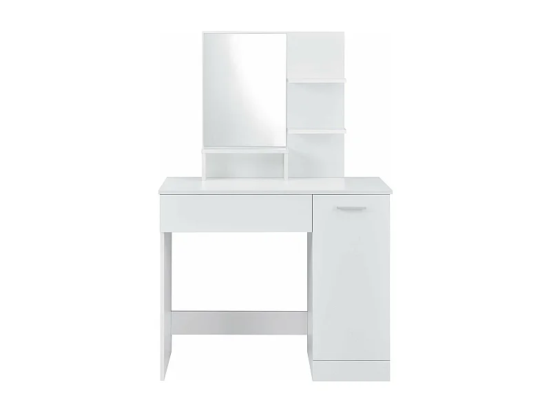 Mobile da toeletta di design con ripiani a specchio, cassettiera da parrucchiere 138 cm bianco 03_0005026