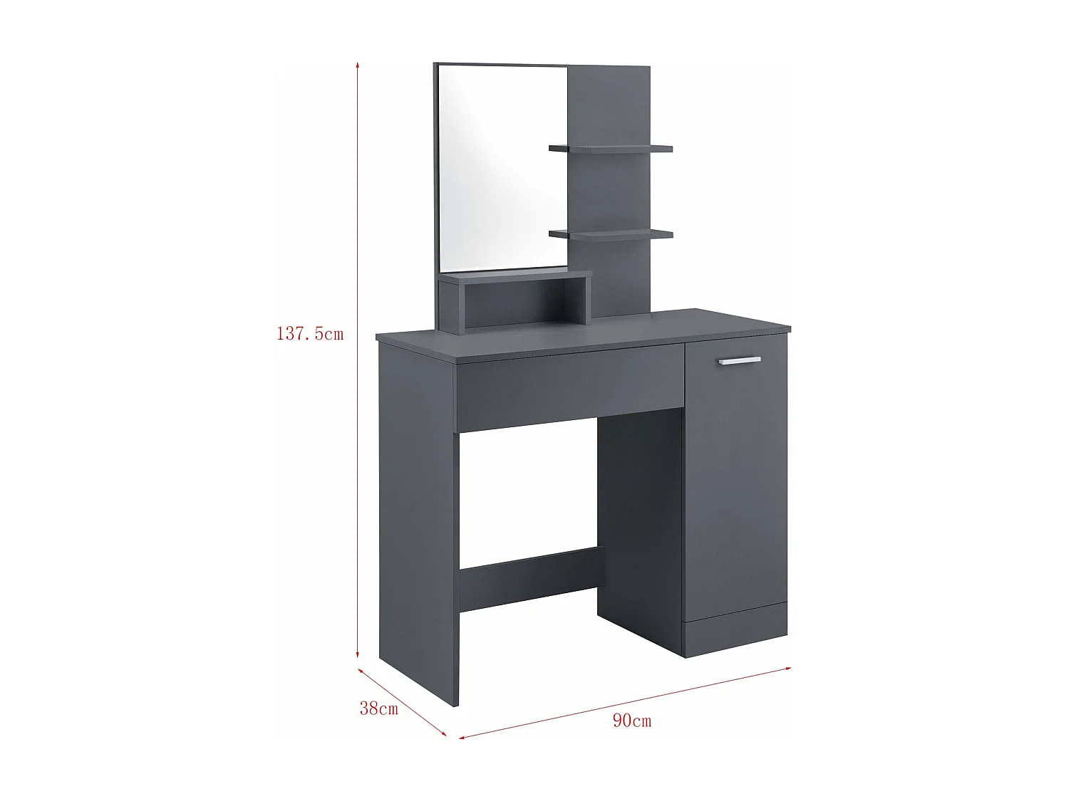 Coiffeuse design avec miroir grise 90 x 38 x 137.5 cm 03_0005027