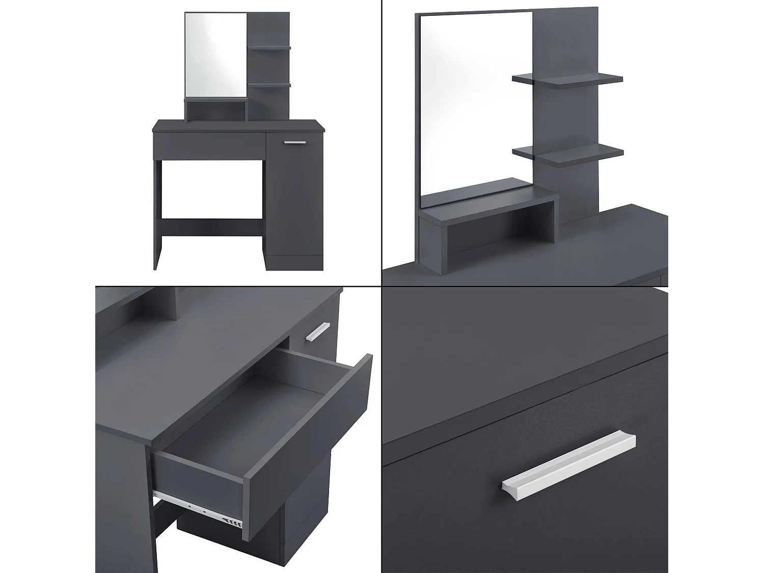 Coiffeuse design avec miroir grise 90 x 38 x 137.5 cm 03_0005027