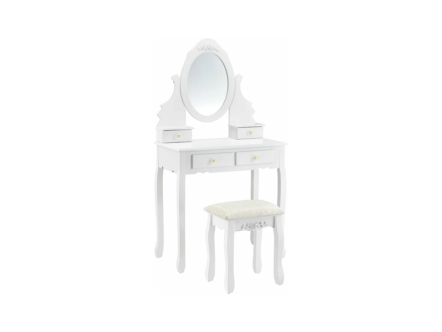 Coiffeuse table de maquillage effet bois blanche 75 x 40 x 141 cm 03_0001499