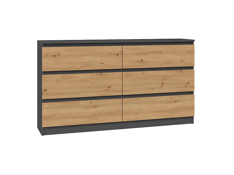 ASTER - Grande cassettiera camera da letto soggiorno ufficio - 6 cassetti - 138x40x75cm - 6 cassetti - Stile scandinavo