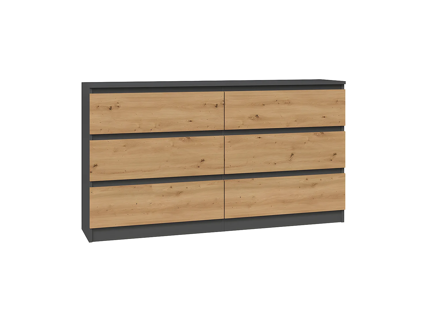 ASTER - Cómoda grande dormitorio salón oficina - 6 cajones - 138x40x75cm - 6 cajones - estilo escandinavo