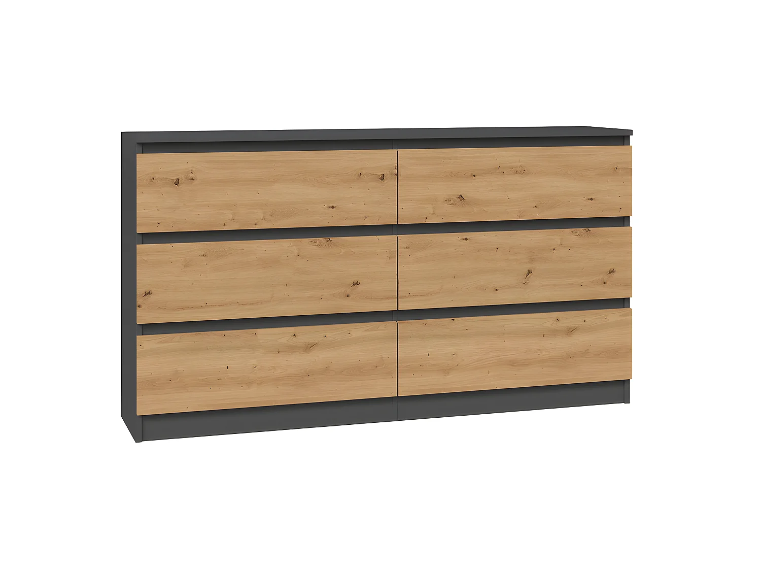 ASTER - Cómoda grande dormitorio salón oficina - 6 cajones - 138x40x75cm - 6 cajones - estilo escandinavo