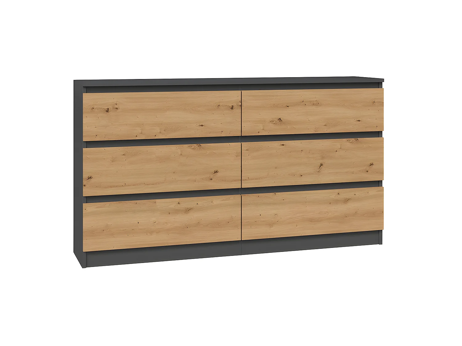 ASTER - Grande cassettiera camera da letto soggiorno ufficio - 6 cassetti - 138x40x75cm - 6 cassetti - Stile scandinavo