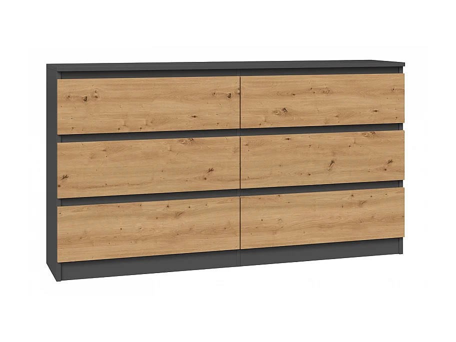 ASTER - Commode large chambre salon bureau - 6 tiroirs - 138x40x75cm - 6 tiroirs - Style scandinave