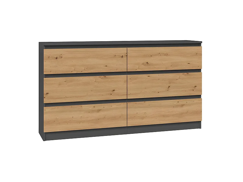 ASTER - Grande cassettiera camera da letto soggiorno ufficio - 6 cassetti - 138x40x75cm - 6 cassetti - Stile scandinavo