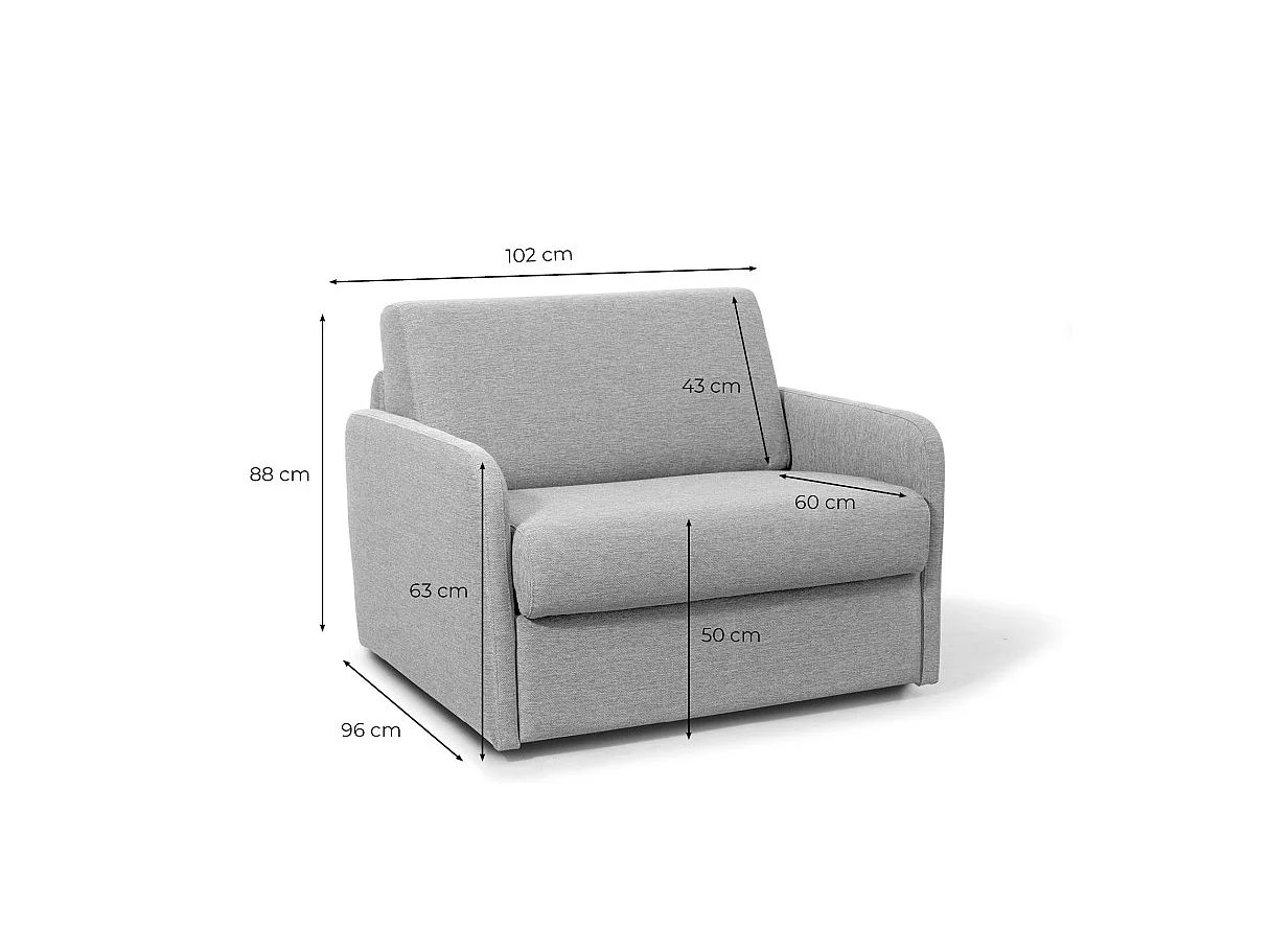Fauteuil couchage rapide Dan 70x190 en tissu