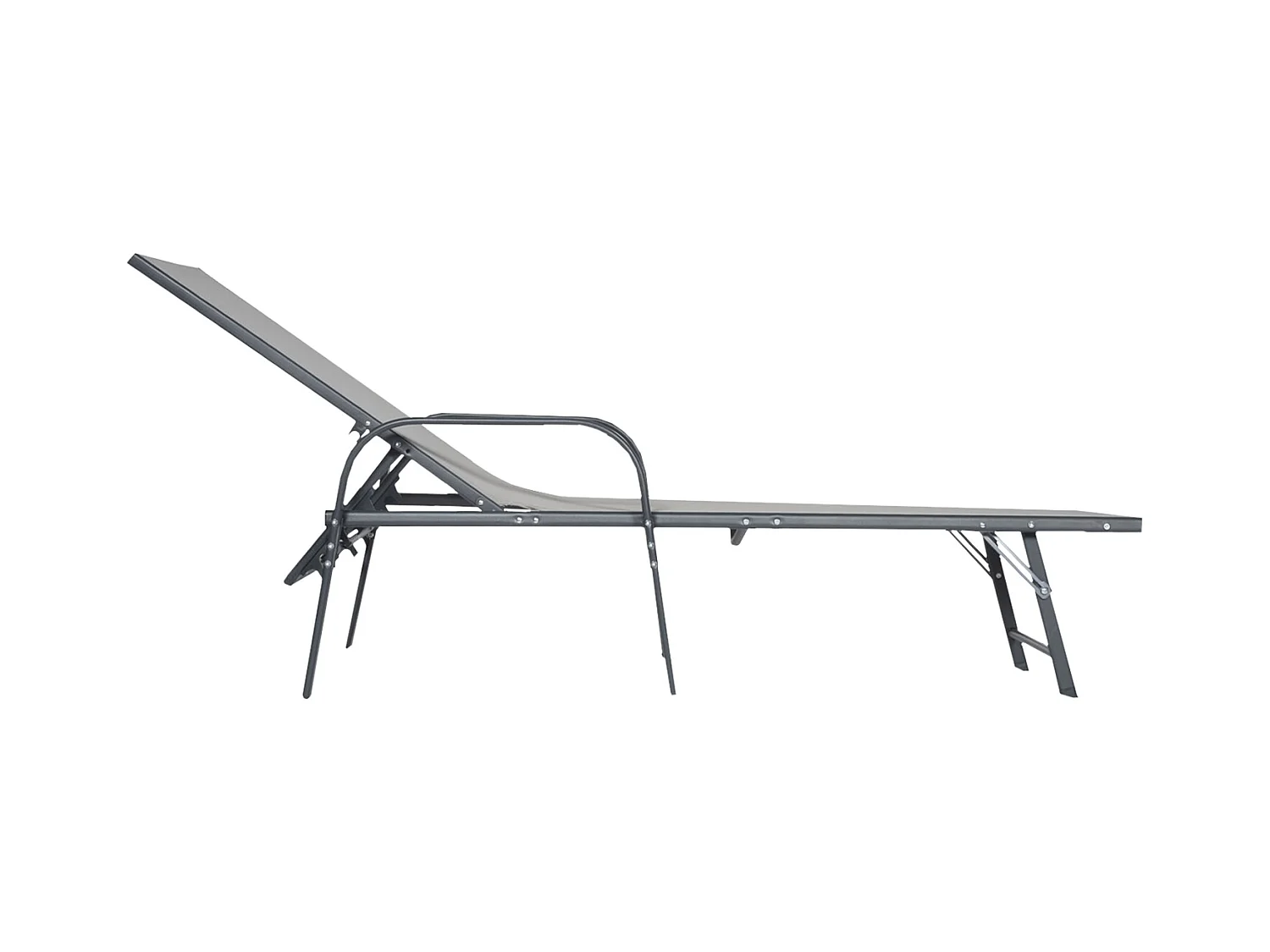 Lot de 2 bains de soleil SARDINIA en textilène gris - structure anthracite - HAPPY GARDEN