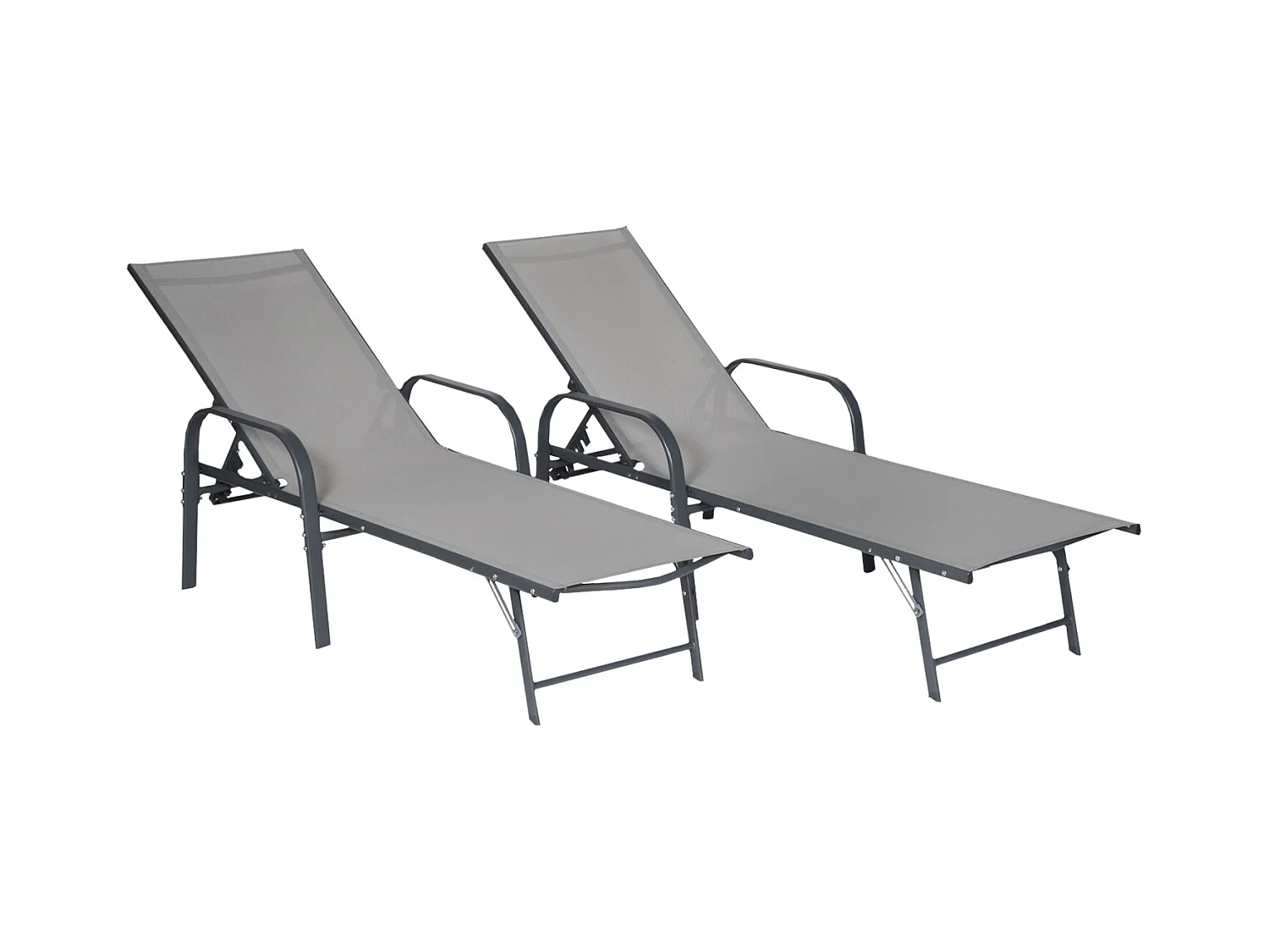 Set van 2 zonnebedden SARDINIA grijs textilene - antraciet structuur