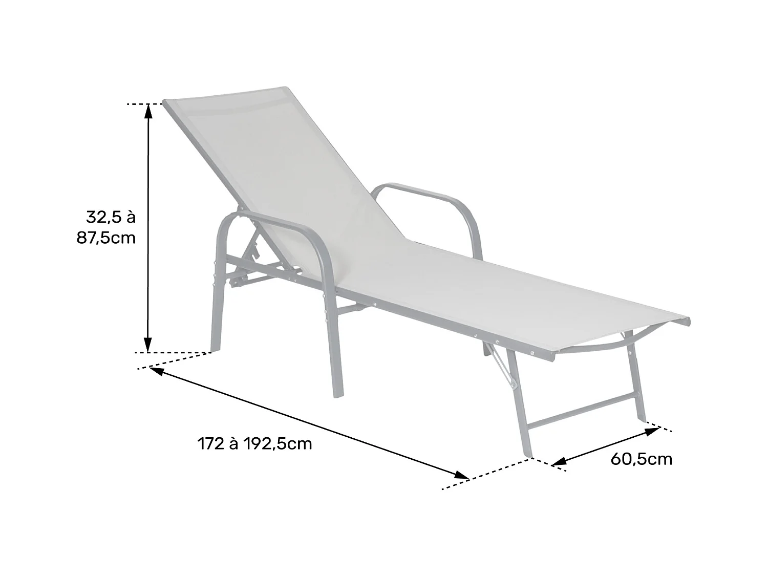 Set van 2 zonnebedden SARDINIA grijs textilene - antraciet structuur