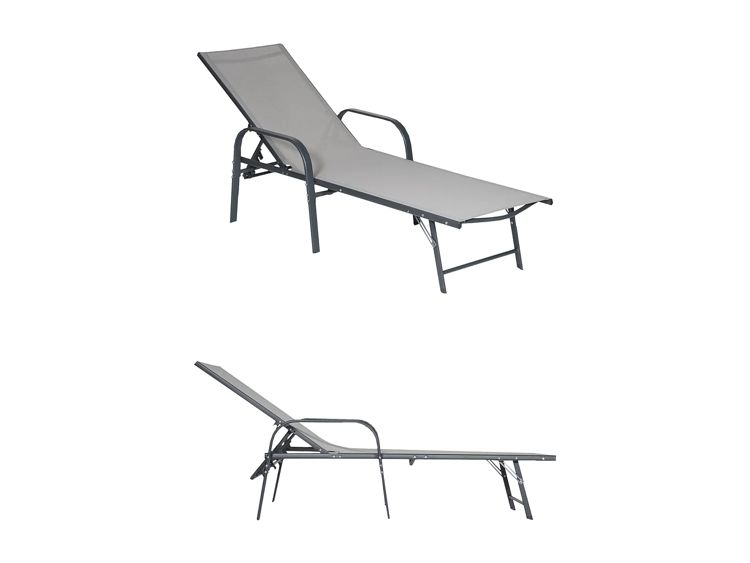 Lote de 2 tumbonas de textileno gris SARDINIA estructura antracita