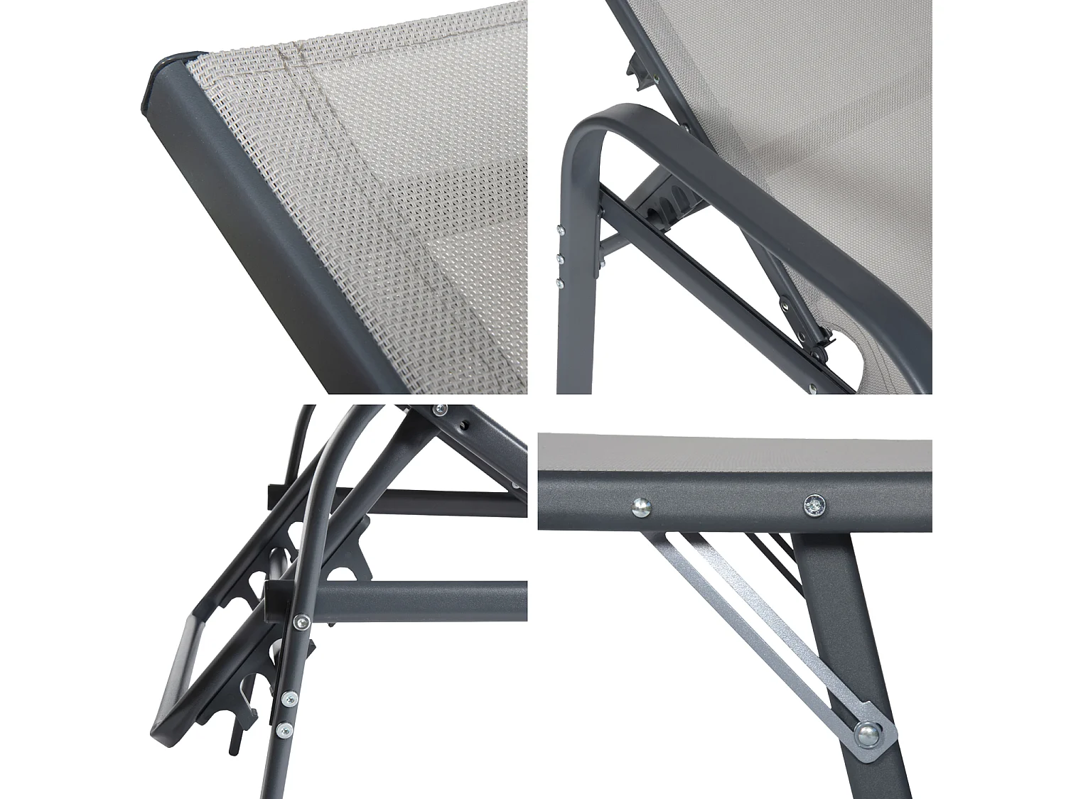 Lote de 2 tumbonas de textileno gris SARDINIA estructura antracita