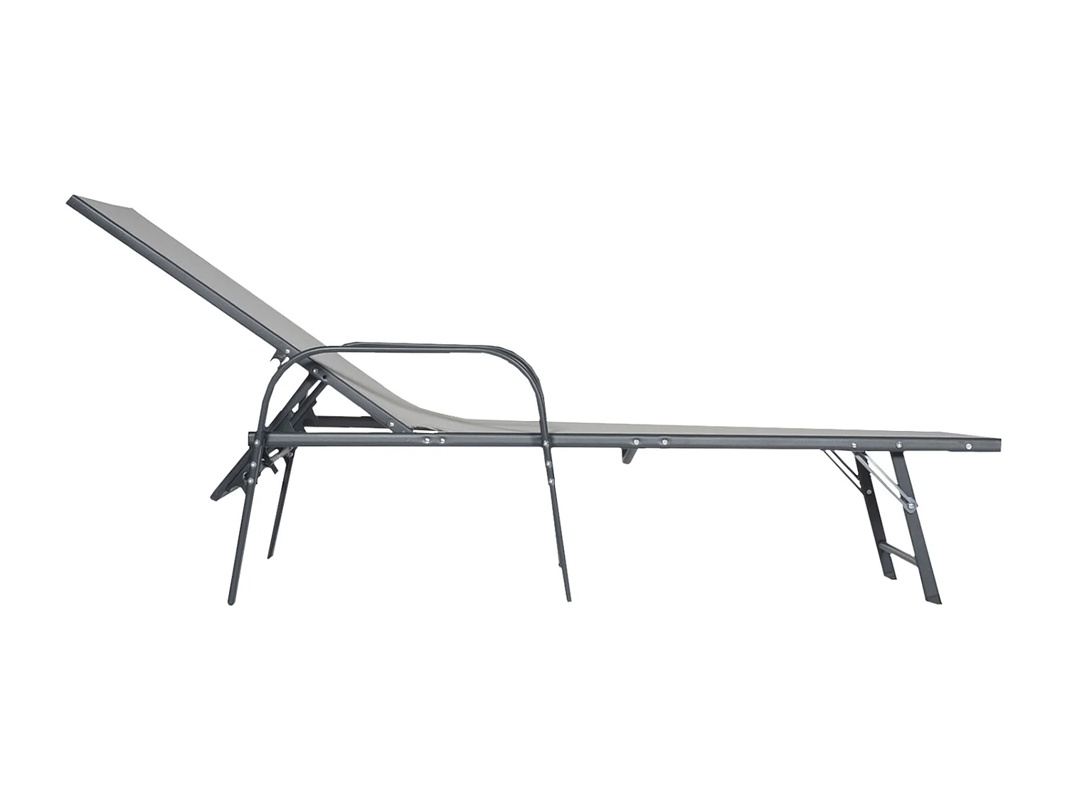 Set van 2 zonnebedden SARDINIA grijs textilene - antraciet structuur