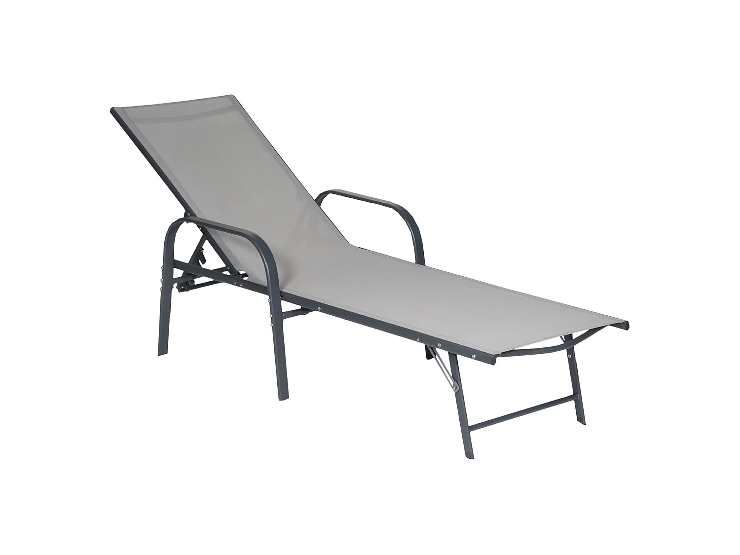 Lot de 2 bains de soleil SARDINIA en textilène gris - structure anthracite - HAPPY GARDEN