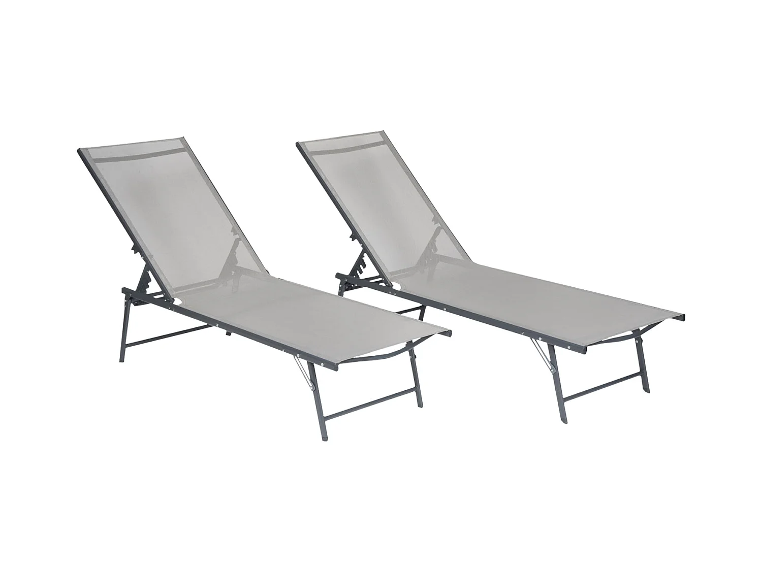 Conjunto de 2 espreguiçadeiras dobráveis SICILIA em textileno cinzento - estrutura antracite