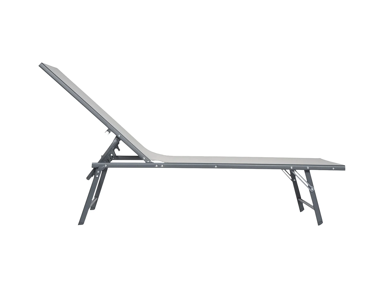 Conjunto de 2 espreguiçadeiras dobráveis SICILIA em textileno cinzento - estrutura antracite