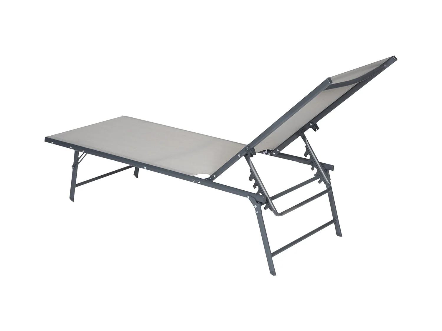 Conjunto de 2 espreguiçadeiras dobráveis SICILIA em textileno cinzento - estrutura antracite