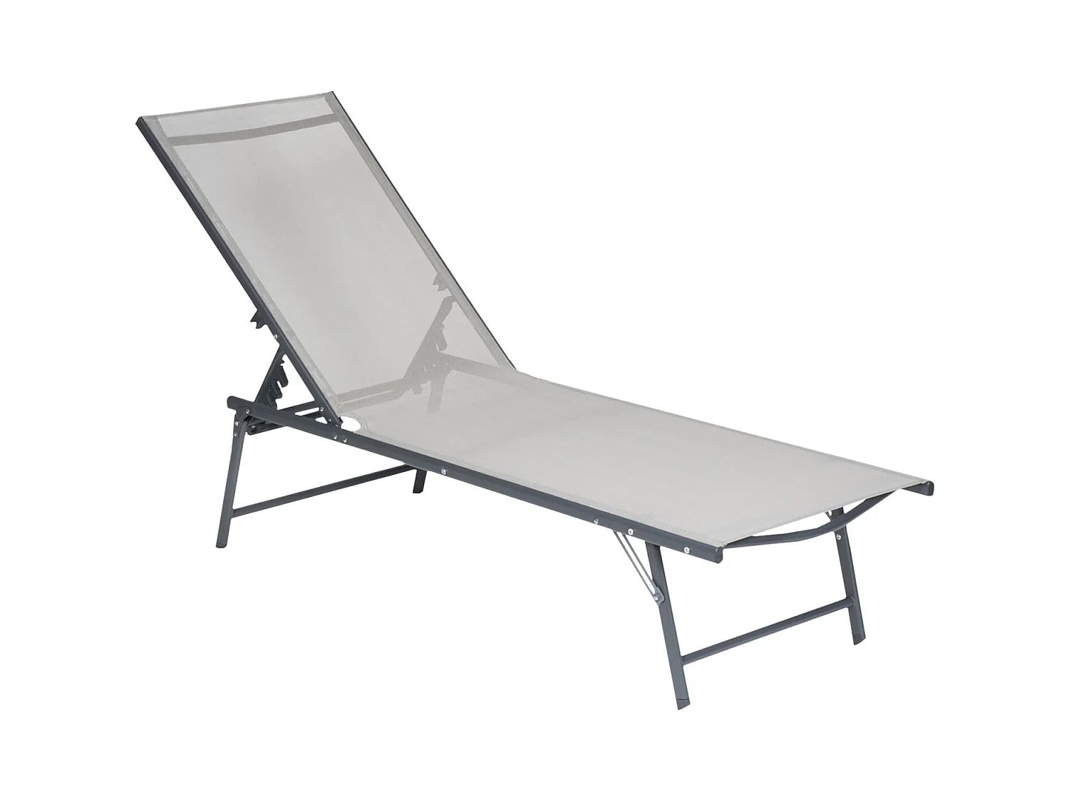 Conjunto de 2 espreguiçadeiras dobráveis SICILIA em textileno cinzento - estrutura antracite