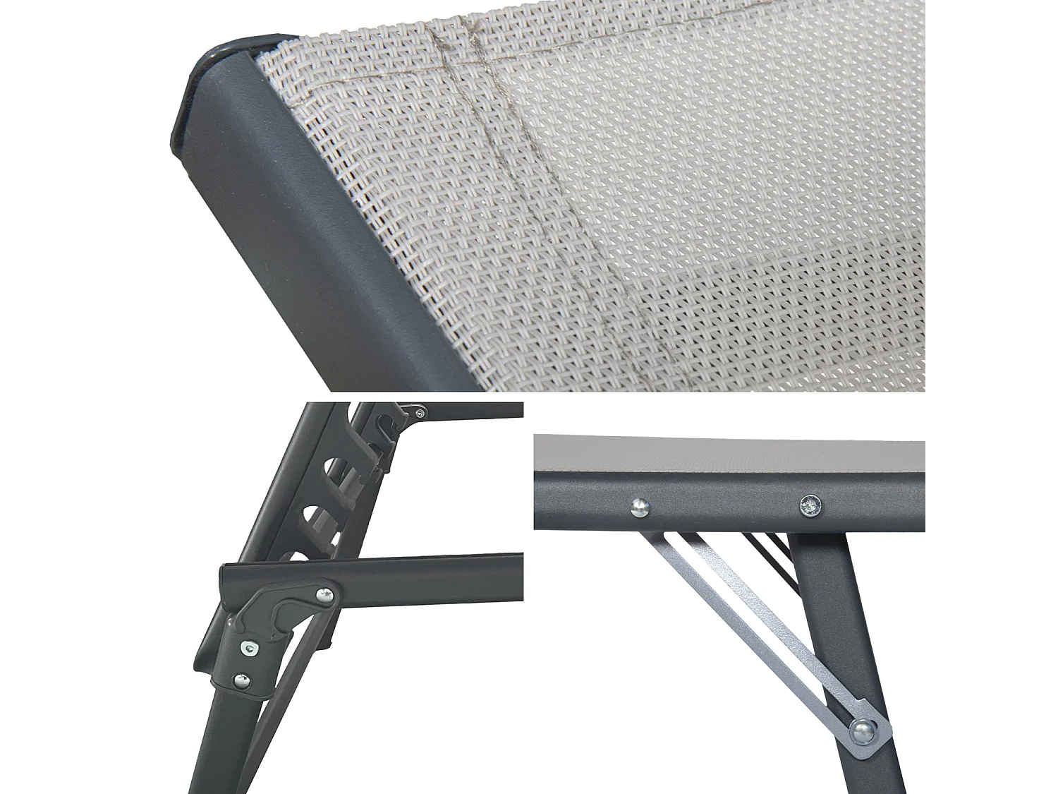 Conjunto de 2 espreguiçadeiras dobráveis SICILIA em textileno cinzento - estrutura antracite