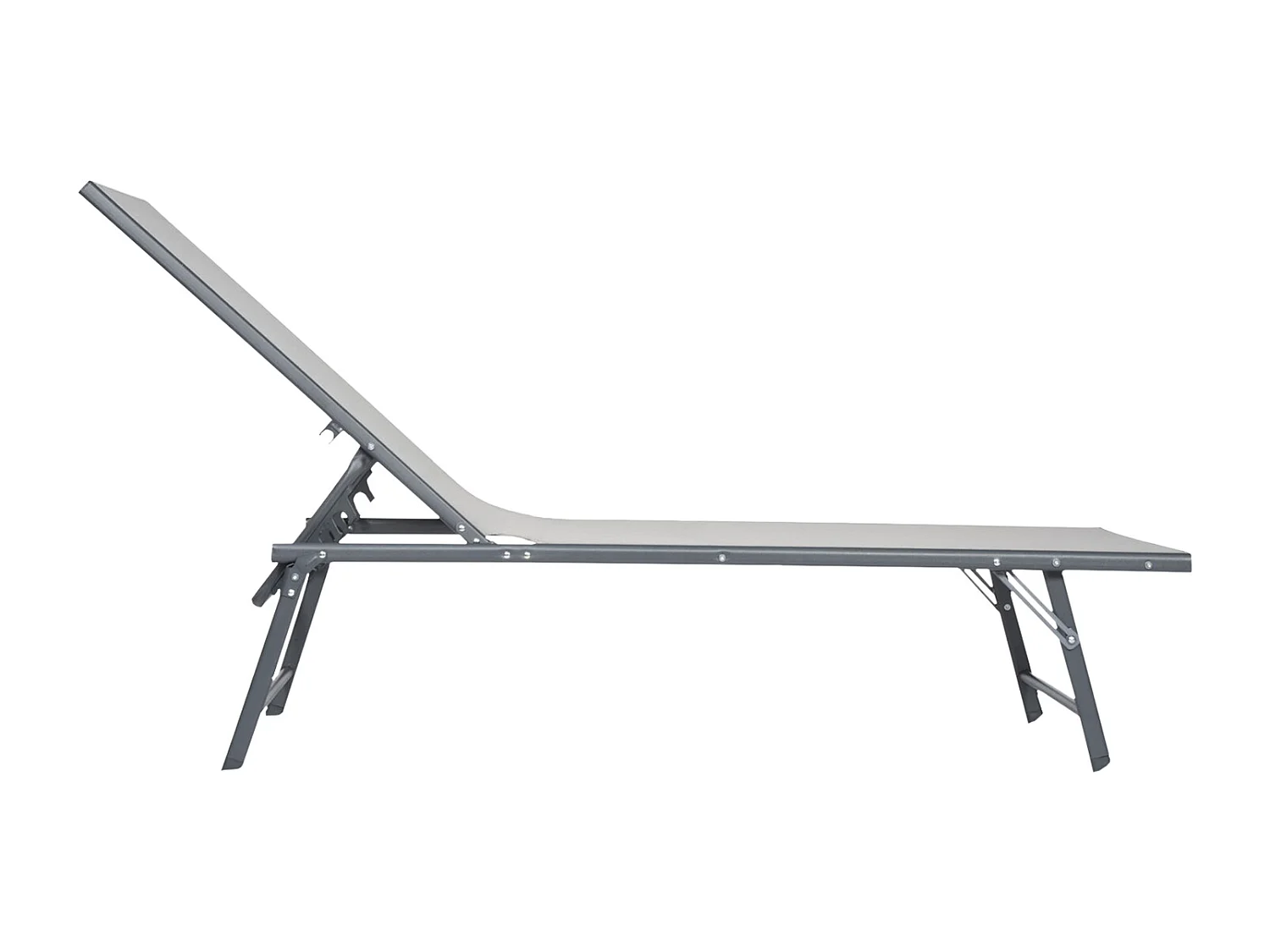 Lot de 2 bains de soleil pliants SICILIA en textilène gris - structure anthracite - HAPPY GARDEN