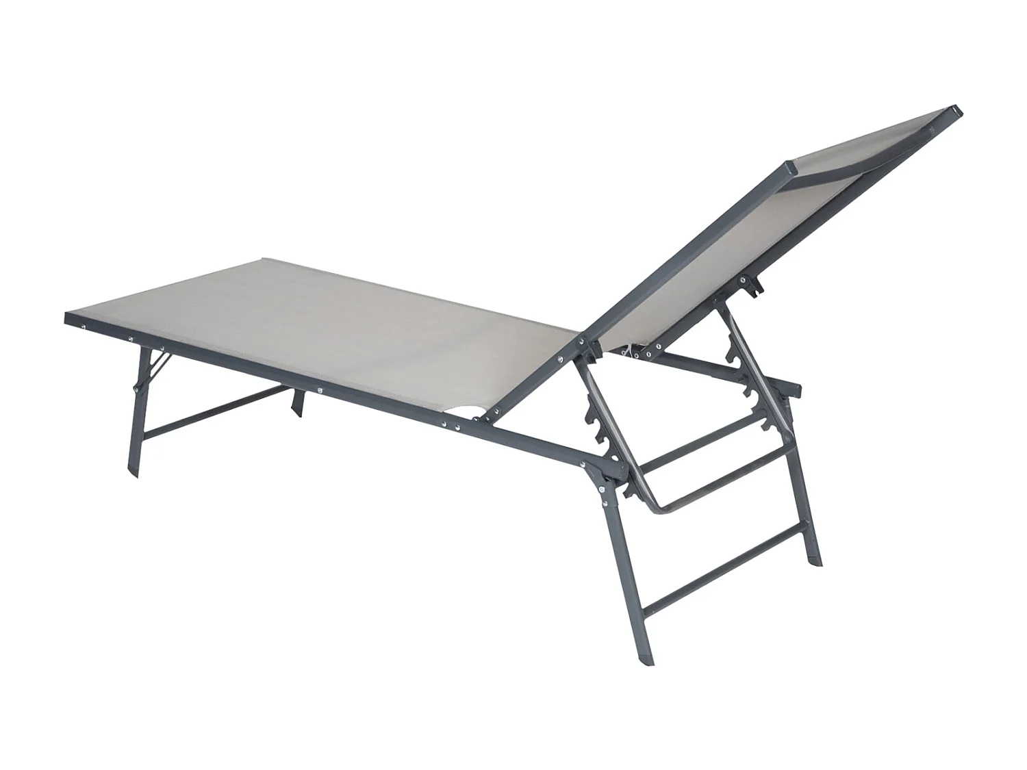 Lot de 2 bains de soleil pliants SICILIA en textilène gris - structure anthracite - HAPPY GARDEN